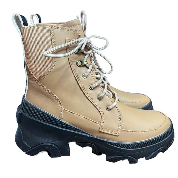 Sorel Brex Boot Lace Waterproof Leather Lace Up Boots NEW Size 7 Tawny Buff Tan - Picture 1 of 10